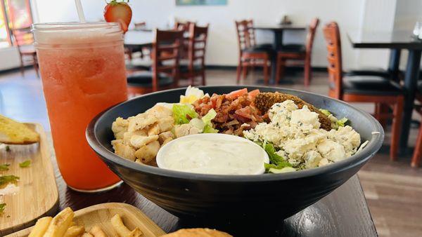 Cobb salad and Strawberry Lemonade