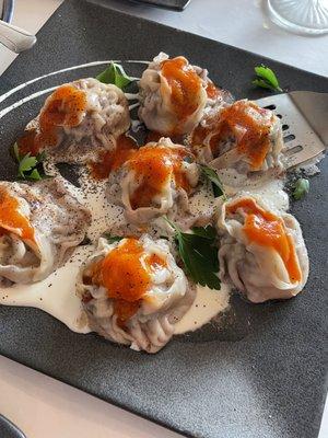 Manti, dumplings with lamb, $19