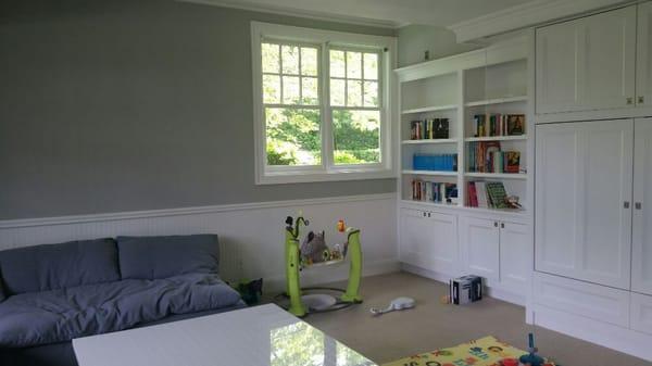 Family room at a Sagaponack residence.