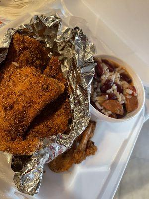 Fish and shrimp with Red beans and rice