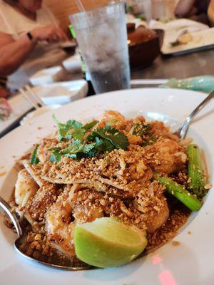 Shrimp pad thai extra extra peanuts