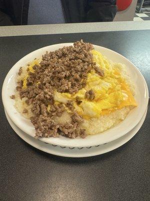 Sausage, Egg and Cheese Grits Bowl