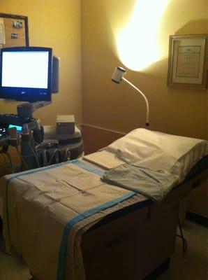 Inside an ultrasound room.