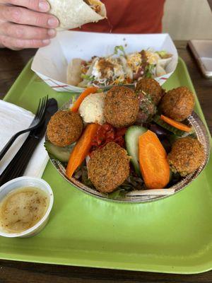 Falafel Mediterranean Salad & chicken Mexican Taco