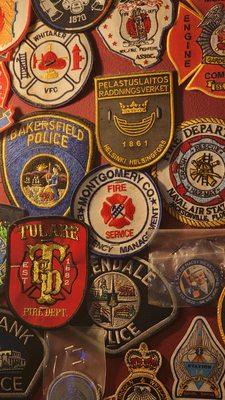 Badges on wall