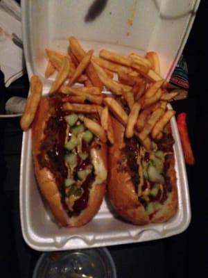 Cheese steak hoagie with fries