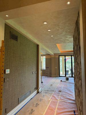 matte marmorino venetian plaster on the ceilings and walls in castle pines, Colorado.