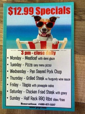 Weekly specials!!