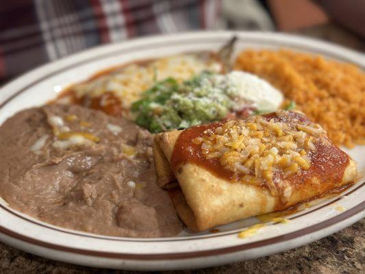 Chimichanga and chili rellano.