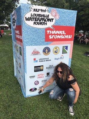 July 4, 2017 -- checking out the sponsor sign.