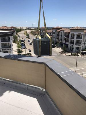 7.5 ton Trane condenser for a restaurant in flowermound called Menas  on Lakeside