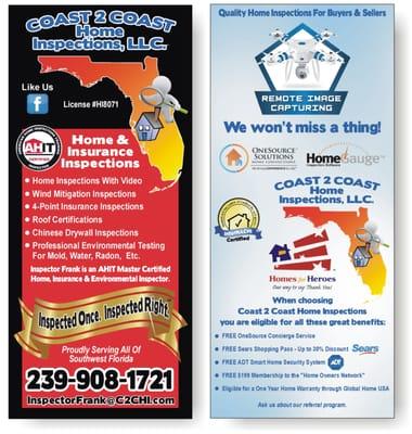 Coast 2 Coast Home Inspections "rack card".