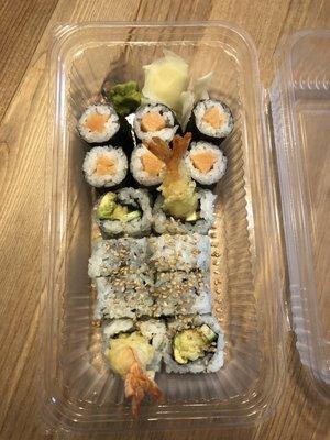 Salmon maki, shrimp tempura roll