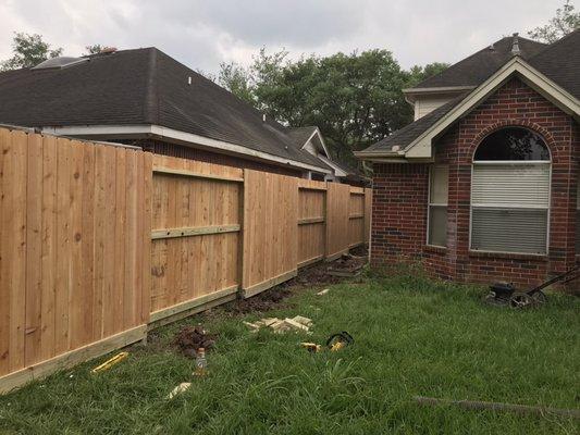 Cedar cross section fence