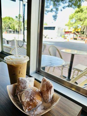 Iced Latte and Original Beignets