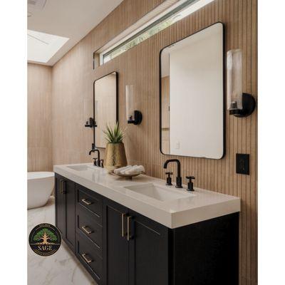 Palm Grove Project
Shaker Black Satin Vanities, Gold Handles