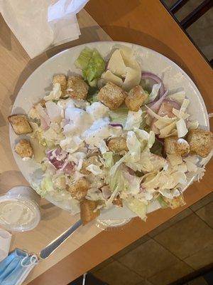 Salad with turkey and ham