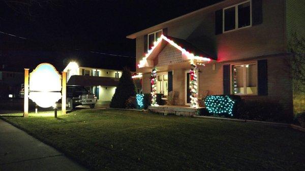 Boyne City Motel, decorated for Christmas.