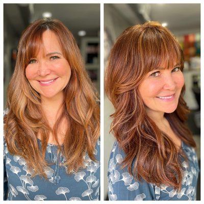 Red balayage and Butterfly cut!