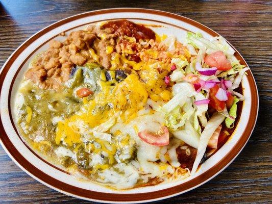 Blue Corn Enchiladas: Christmas style