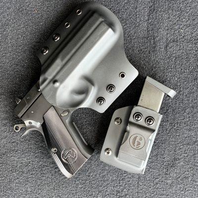 Custom OWB holster for my CZ 97B 45ACP and custom mag holder.