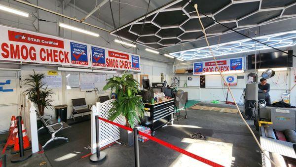 Interior of the smog check station