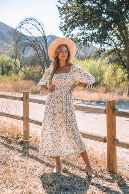 Featured on Jamie Kidd, our ditsy floral  maxi dress is a best seller for obvious reasons. Visit the showroom or online to browse more