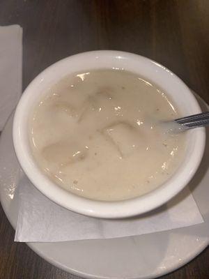 Clam chowder was salty