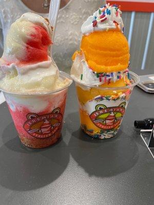 Strawberry shortcake and Orange Mango