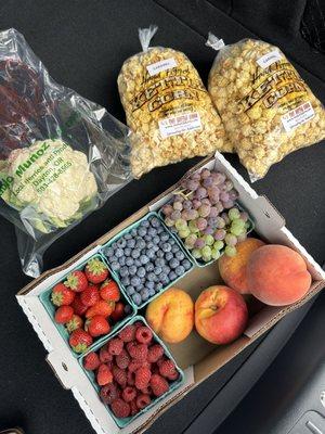 Fresh produce and kettle corn