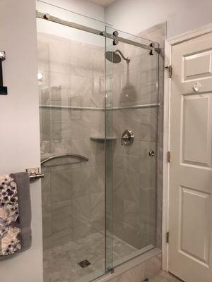 Glass shower sliding door