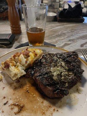 Ribeye and twice baked potato