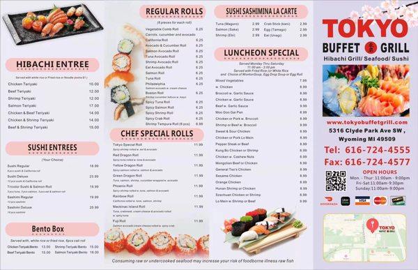 Tokyo Buffet & Grill take out menu