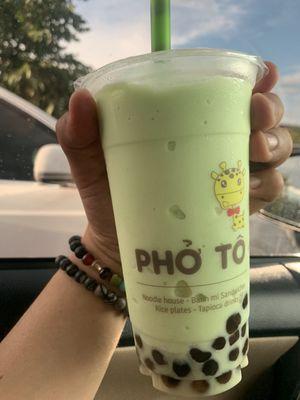 Honeydew  boba drink