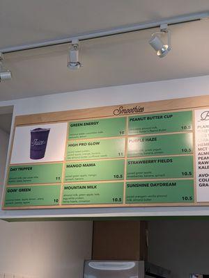 Smoothie menu.