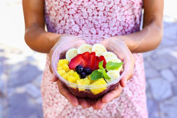 Our specialty, acai bowl with plentiful fresh fruits