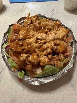 Crispy Buffalo Chicken Salad (so much meat)