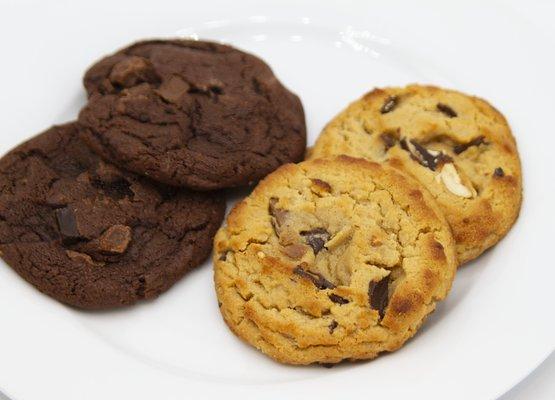 Macs New Desserts. Double Chocolate chunk and Double Peanut butter Cookies