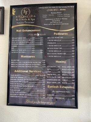 Services and Prices