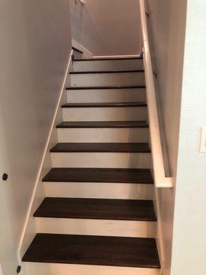 Wood oak stairs stained espresso