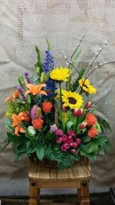 Funeral basket designed by the flower shoppe