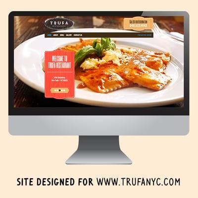 Web design for TRUFA restaurant in Manhattan, NY.  Who Designs NY