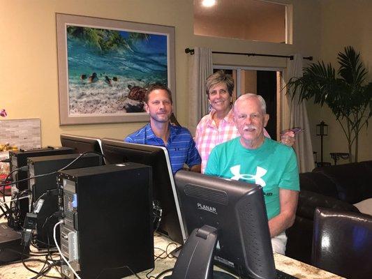 Mom, Cheryl & Dad Gary came down to install the office technology