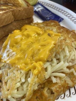 Good hash browns, but I wish they had cheddar cheese to top them. I always add cheese and onions.