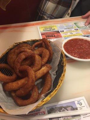 Loved the onion rings with marinara sauce. Great anytime snack