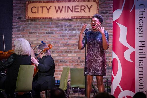 Adrienne Walker sings during a Chicago Philharmonic Chamber Players concert. Photo by Elliot Mandel.