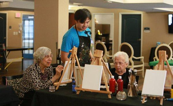 Painting at the Silverado Hermann Park Memory Care Community