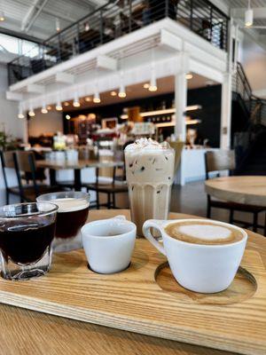 Coffee Flight and Iced Mocha