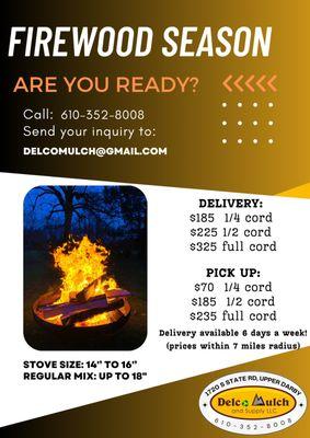 Seasoned Firewood! 
 Pickup and delivery available