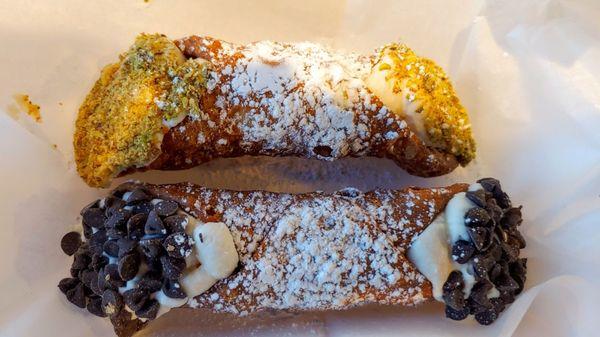 Pistachio and Chocolate Chip cannoli